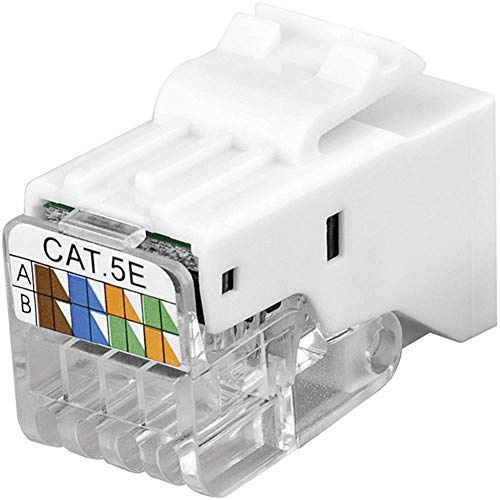 Goobay 95739 Keystone Modul RJ45 Buchse / CAT 5e Netzwerkstecker 100 MHz / UTP Ethernet Buchse 8P8C / LSA Montage / Snap-In-System / PC Gehäuse / Weiß