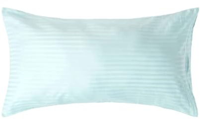 HOMESCAPES Blue Pure Egyptian Cotton King Size Pillowcase 330 TC 500 Thread Count Percale Equivalent Satin Stripe Housewife Pillow Case