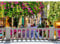 Runa Art Fototapete Italien Gasse terasse 352 x 250 cm Vlies Tapeten XXL Moderne Wandtapete Wohnzimmer Schlafzimmer Bunt 9029011b