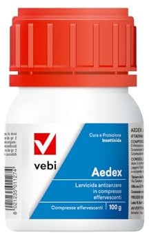 Larvicida Antizanzare, Larvicida in Compresse Effervescenti, Efficace Contro Tutte le Zanzare, 100% Made in Italy - Barattolo 50 Compresse (100g)