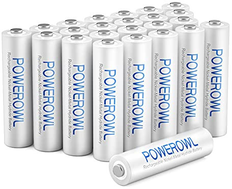POWEROWL Piles AAA Rechargeables,1000mAh 1,2V Ni-Mh Accu AAA 1200 Cycles, Faible Auto-décharge Pile avec Emballage écologique Lot de 24