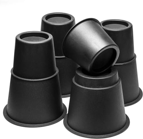 Uping Rehausseur Pieds de Lit Rehausseur de Table Pied de Meuble, 3 Hauteurs Réglables de 7,5CM 13CM ou 20,5CM (4 Paires, Noir)