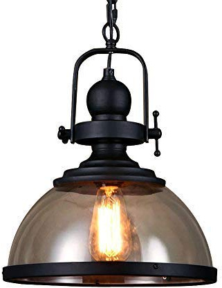 Retro Pendelleuchte Glassschirm Rund Design Vintage Küche Lampe Hängeleuchte E27 Eisen Hängelampe Rustikal Wohnzimmer Esszimmer Arbeitszimmer Beleuchtung Restaurant Leuchte Deckenleuchte
