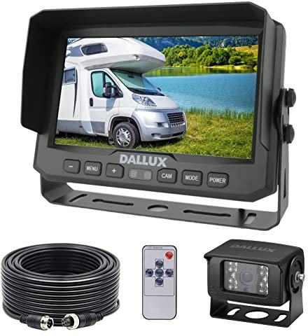 DALLUX Truck Bus Backup Camera System,Waterproof Night Vision Rear View with 7 inch Monitor+66ft 4 PIN Camera Cable for Heavy Duty Vehicle Trailer Harvester Van Trailer RV Campers Motor Home(12V 24V)