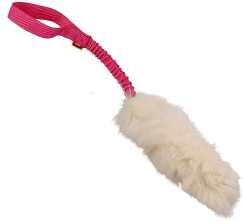 Dingo Hundespielzeug Naturfell mit Bungee-Griff Agility Apporte Motivation Spiel Zerrspielzeuge Training Rosa Griff 15580