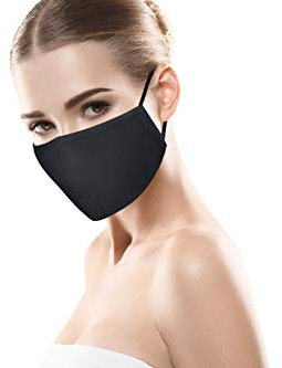 PRECORN Mund- & Nasenmaske Mund Nasen Schutzmaske in schwarz Mundschutz Maske 3-lagig Wiederverwendbare Masken 100% Baumwolle