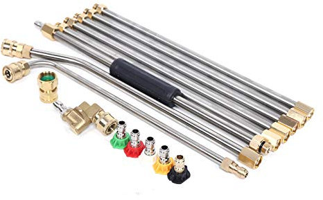 TFCFL Pressure Washer Accessory - Stainless Steel 2-Port Ball Valve, 4000 PSI, 5 Nozzles (30°+90°), Window Washing, Roof Cleaner Lance, 1/4 inches Inlet/Outlet, CE Certified