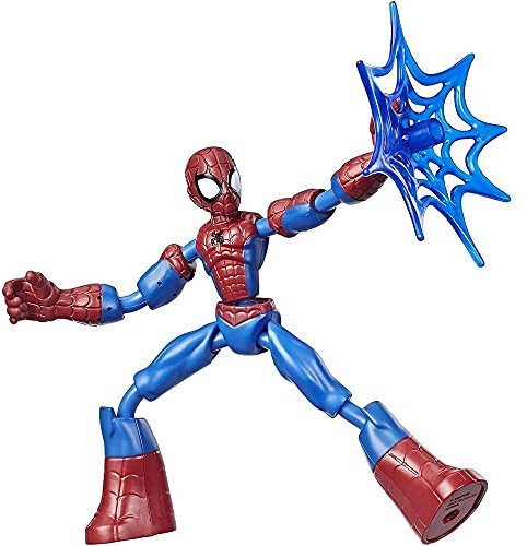 Marvel Spider-Man Bend and Flex Spider-Man Action Figure, 6-inch Flexible Toy, Includes Web Accessory, Ages 4 And Up