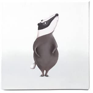 Dori´s Prints Dachs Bild - Waldtiere Kunstdruck auf Bio Baumwolle - Handmade Geschenke & Babyandenken zur Geburt