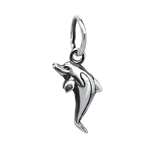 NKlaus Kettenanhänger Delfin, 925 Sterling Silber oxidiert, 1,4g, 1 Stück | Delphin; oxydiert; Schwarz; 5mm; 2mm; 4,5mm
