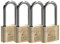 BASI | Vorhangschloss 4er Set | extra hoher Bügel 63 mm | Wasserstopp | verschiedenschließend | massives Messing-Gehäuse | gehärteter Stahlbügel | sicheres Vorhängeschloss | 4 Stück