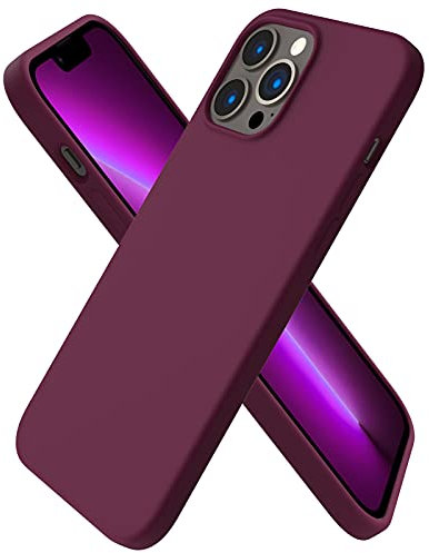 ORNARTO Coque Compatible avec iPhone 13 Pro Max Case, Coque Silicone Liquide 3 Couches Pleine Gel en Caoutchouc Souple Cover avec Microfibre Douce pour iPhone 13 Pro Max 6,7 Vin Rouge