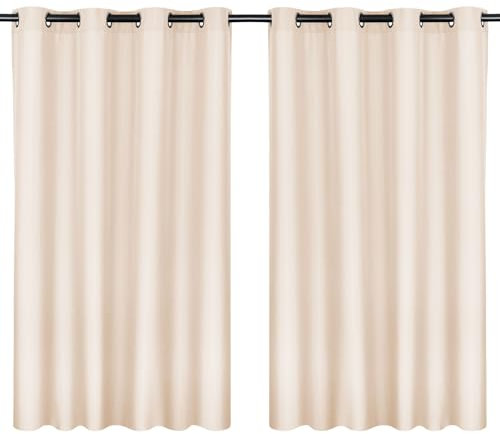Moon 2er Pack Vorhang Ocean 70% Blickdicht, Ösenvorhang, Höhe 245 cm - Breite 140, verdunkelnd mit 8 Ösen (Cream)