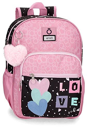 Enso Love Vibes Schulrucksack, Rosa, 30 x 38 x 12 cm, Polyester, 13,68 l, Rosa, Schulrucksack