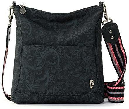 Sakroots Damen Gen Lucia Crossbody in Repreve Eco-Twill, Black Spirit Desert