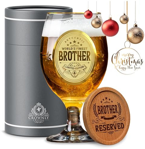 Kies® Cadeau pour frère Verre à bière personnalisé Cadeau d'anniversaire pour homme Frère Cadeau de bière pour homme Tasse personnalisée Verre à bière avec gravure Frère