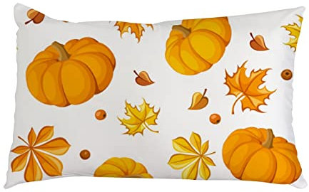 Kissenbezug Kürbis Ahornblätter Herbst Erntedankfest Halloween Kissenbezug Langer Kissenbezug 60 x 40 cm