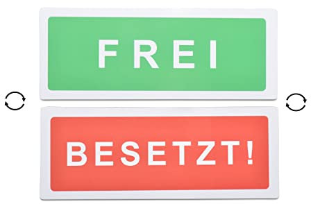 FREI/BESETZT-Schild - PVC Magnet-Wendeschild 13 x 5cm - Wasserabweisend, günstig & raffiniert - Inkl. 3M-Metallbasis: Diese auf Wand/Tür etc aufkleben: Schnell & einfach den Raumstatus ändern