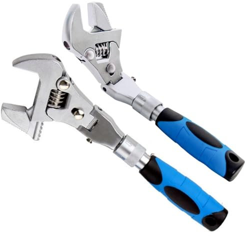 YWHWXB Flexhead Ratschenschlüssel, verstellbarer Ratschenschlüssel, 25,4 cm bis 30,5 cm, einziehbarer Verlängerungsschaft, Ratschenschlüssel mit 180° drehbarem Kopf, Ratschenschlüssel für Badezimmer,