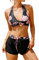 RITOSTA Costumi da Bagno Donna Costume Mare Donna Due Pezzi Bikini Push Up Imbottito Halter Tankini con Pantaloncini da Bagno Piscina Beachwear Swimwear Spiaggia Swimsuit (Nero+Stampa,L)