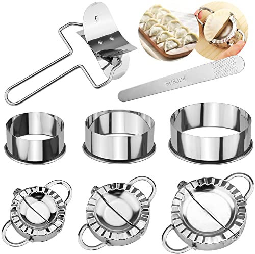 RNHDLY Ravioli Former 8 Stück Ravioli Maker Edelstahl Dumpling Maker Teigtaschenformer Set Maultaschen Former für Küche Werkzeuge Knödel Ravioli Biscuit Cutters