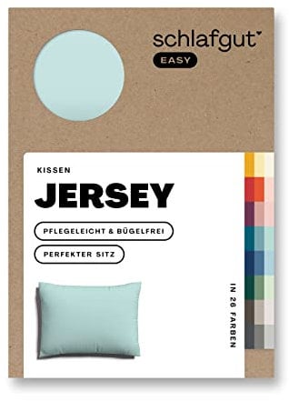 Schlafgut Easy Jersey Kissenbezug 70x90 cm Petrol Light mit 100% Baumwolle, superweicher & atmungsaktiver Kopfkissenbezug