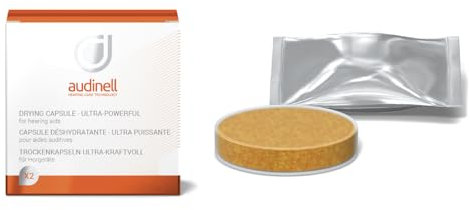 Audinell Drying Tablets for Hearing Aids - 2 Large 63 mm Drying Capsules with Colour Indicator - For About 6 Months - Accessories for Drying Headphones
