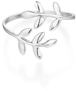 Ring Sterling-Silber 925 rhodiniert Olivenblatt Lorbeerkranz verstellbar Einheitsgröße Sterlingsilber, One Size, Sterling Silber