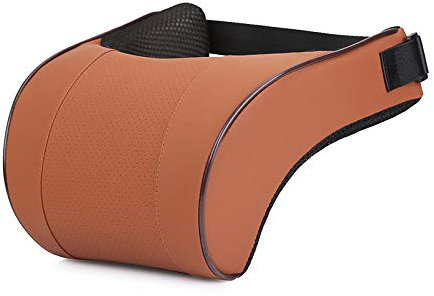 Samnuerly PU-Leder Auto Auto Nackenkissen Memory Foam Kissen Nackenstütze Sitz Kopfstütze Kissen Pad Automobilzubehör (Farbe: Braun)
