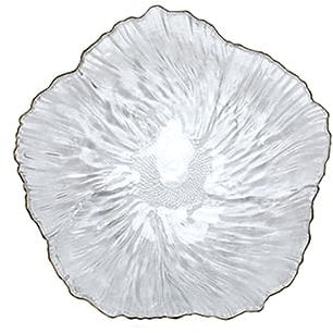 soulnioi Obstteller aus Glas, Blumenform, Kristall-Speiseteller, Snack-Dessertteller, Serviertablett, dekorativer Teller für Hochzeit, Party, Büro – Transparentes Weiß