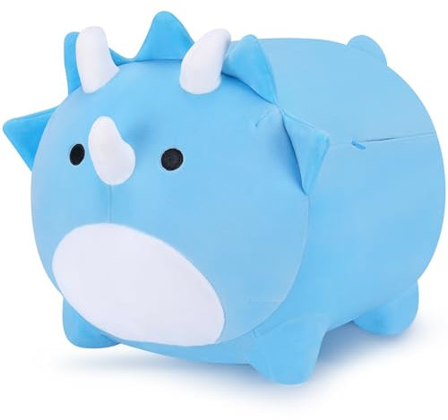 Dinosaurier Kuscheltier Triceratops Plüsch Spielzeug Dino kuschelkissen, Süße Dinosaurier Plüschtier Umarmungskissen Kawaii Dino Stofftier Plüsch Puppe für Jungen und Mädchen Geburtsta(Blau, 40cm)