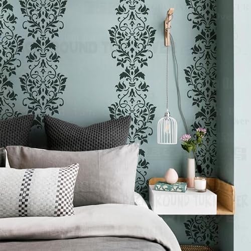 65 cm Damast-Schablonen im Vintage-Retro-Stil, luxuriös, für Wände, Vorlagen, Dekoration, Möbel an der Wand, Gips, Ziegel, Dekor, Waschmaschine, elektrische Malvorlage, Waschen