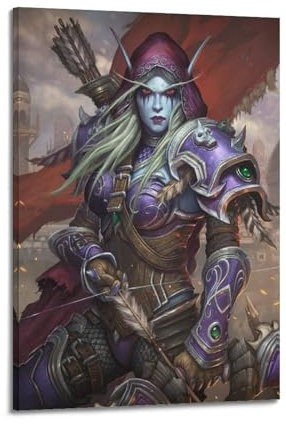 Quem World of Warcraft Hero Sylvanas Póster decorativo pintura lienzo pared carteles e imagen arte impresión moderna familia dormitorio decoración carteles 24 x 36 pulgadas (60 x 90 cm)
