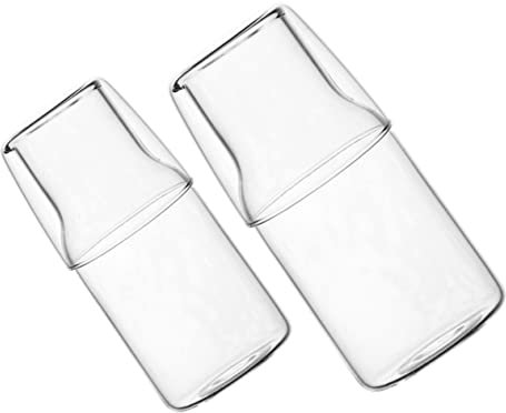 PRETYZOOM 2sätze Glas Karaffe Für Wasser Schlafzimmer Haushalts Nachttischkaraffe Mit Tasse Karaffe Transparent Wasserkocher Wohnaccessoire Tischwasserkaraffe Haushaltsbedarf