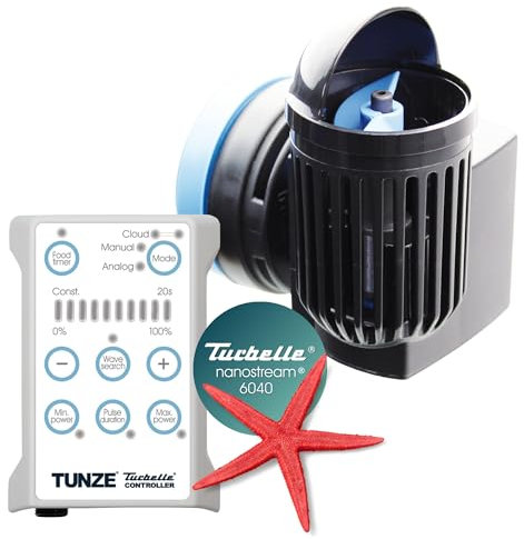 TUNZE Strömungspumpe Turbelle nanostream 6040 I Pumpe für 3D einstellbare Strömung I Propellerpumpe mit Magnet Holder & Silence Klemme bis 15mm Glasstärke I Wasserpumpe für Salzwasser-Aquarium