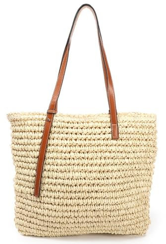 RAVENSUITCASE Bolso de Paja para mujer de playa Grande con Forro interior