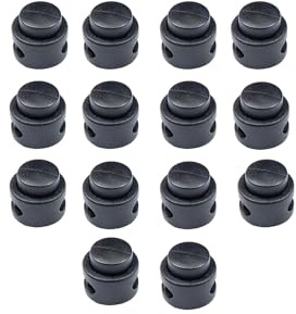 BAIWOAK Baikeen Knebel für Kordelzüge, Doppel- und Einloch-Federschnurschlösser, Kunststoffenden, Stopper für Paracord-Seil, Schwarz,3mm,5mm,6mm,8mm