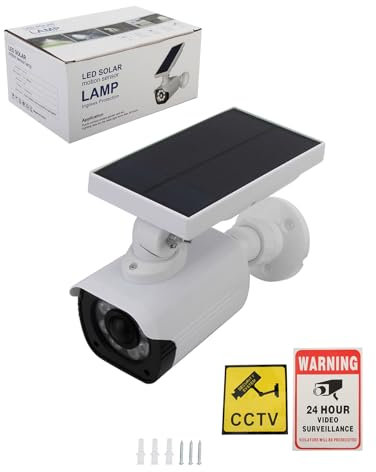 Madlife Garage Fake Kamera,Überwachungskamera Solar,Dummy Solarbetriebene Kamera,Dummy Kameras,Kamera Attrappe,Außenkamera Attrappe,Wasserdicht,Innen- und Außenbereich