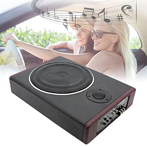 AUYART 8 Zoll Auto-Lautsprecher Subwoofer Holzlautsprecher Kompakt Lautsprecher Auto Untersitz Subwoofer 600W Autoradio Home Bequemer Reise-Lautsprecher 345mm* 260mm*68mm
