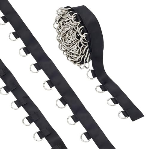 WEBEEDY 5 Yards Schwarze Ösenband Verzierung Ösengurtband 1.5cm Breites Band Kleidung Nähen Verzierung Mit D-Ringen Für Bekleidung Korsett Hemd Kleid Rock Dekoration Silber Metall Auf Band Für Nähen