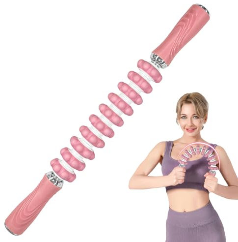 TFCIOD Masseur Anti-cellulite, 10 Roues Rouleau de Massage, Masseur Anti Cellulite, Rouleau à Ressort en Acier Inoxydable, Rouleau en Silicone, pour Jambes, Abdomen, Taille, Mollets, Fessiers (Rose)