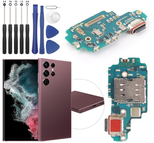 RongZy Dock Connector für Samsung Galaxy S22 Ultra S908B Ladebuchse mit Flex Kabel kompatibel mit Samsung Galaxy S22 Ultra USB Typ C Ladeport Ersatz