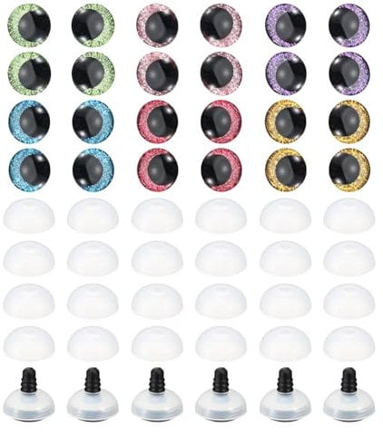 PATIKIL 16mm Flash Safety Eyes, 60 Pcs Doll Realistic Colorful Crocheting Safety Eyes for Decor Crochet Accessories Dolls Craft, Mixed Colors