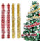 Sprinlot 8M Gerlande Weinachten, 4 Stück Lametta Girlande Rot Gold, Christbaum Girlande, Weihnachtsgirlanden Glänzend, Weihnachtsbaumschmuck Girlanden