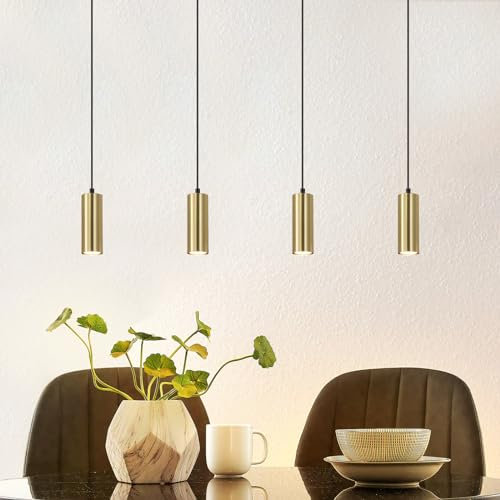 Glitzerlife Pendelleuchte Esstisch Hängeleuchte 4 Flammig - Modern Industrial Hängelampe Gu10 Gold Schwarz Metall Esstischleuchte für Wohnzimmer Küche Café Esszimmer Kücheninsel