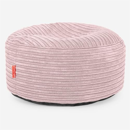 Lounge Pug Großer runder Fußhocker Pouf, Sitzpouf, Sitzsack Hocker Groß, Cord Rosa
