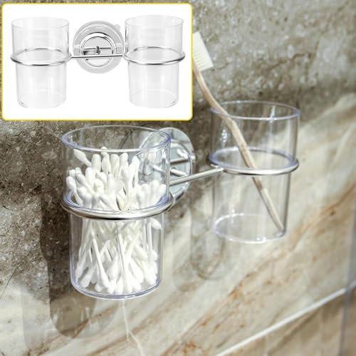 Sleek and Practical Toothbrush Tumbler Holder with Suction Cup Attachment