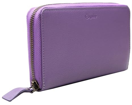Esquire Leder Geldbörse Peru Zip Around Wallet Lilac Flieder