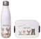 hellomini Mepal Lunch Set | Personalisiert | Mepal Brotdose Kinder & Trinkflasche 500ml | Personalisierte Brotdose & Trinkflasche Edelstahl | Geschenk zur Einschulung (Wald, Box weiß)