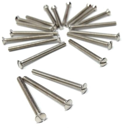 20pcs. M3.5 Slotted Raised Countersunk Electrical Socket, Faceplate, Surface, Light Switch Screws, Nickel Plated (20pcs, 3.5mm x 40mm)